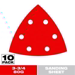Diablo 3-3/4 in. Ceramic Blend Hook and Lock Triangle Sanding Sheets 80 Grit Coarse 10 pk