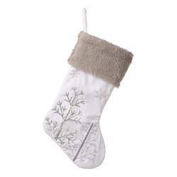 Glitzhome Gray/White Snowflake Christmas Stocking 0.39 in.