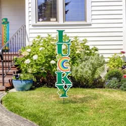 Glitzhome St.Patricks Lucky Yard Stake Metal 1 each