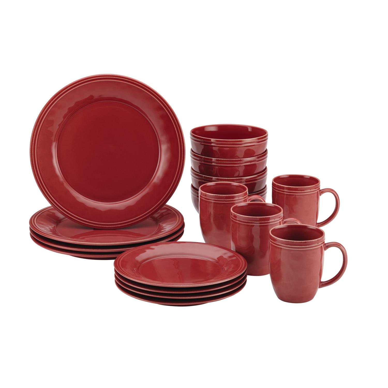 Rachael Ray Red Stoneware Cucina Dinnerware Set 16 pc Sansujyuku sansujyuku.com