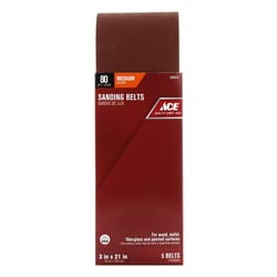 Ace 21 in. L X 3 in. W Aluminum Oxide Sanding Belt 80 Grit Medium 5 pc