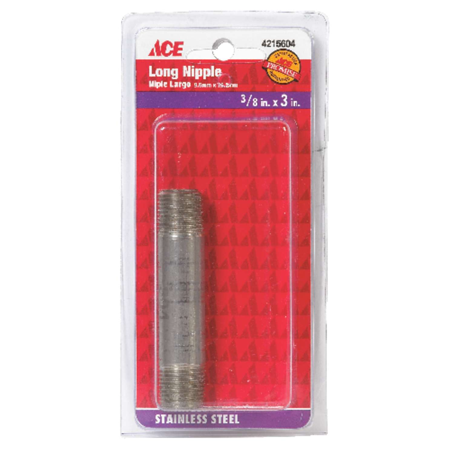 Ace 3/8 in. MPT T Stainless Steel 3 in. L Nipple - Ace Hardware