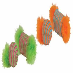 Chomper Kylies Brights Assorted Raffia Spool and Ball with Feather Raffia Cat Toy Large 2 pk