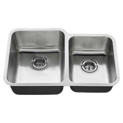 American Standard Stainless Steel Undermount 20.5 in. W X 31.5 in. L Double Bowl Kitchen Sink