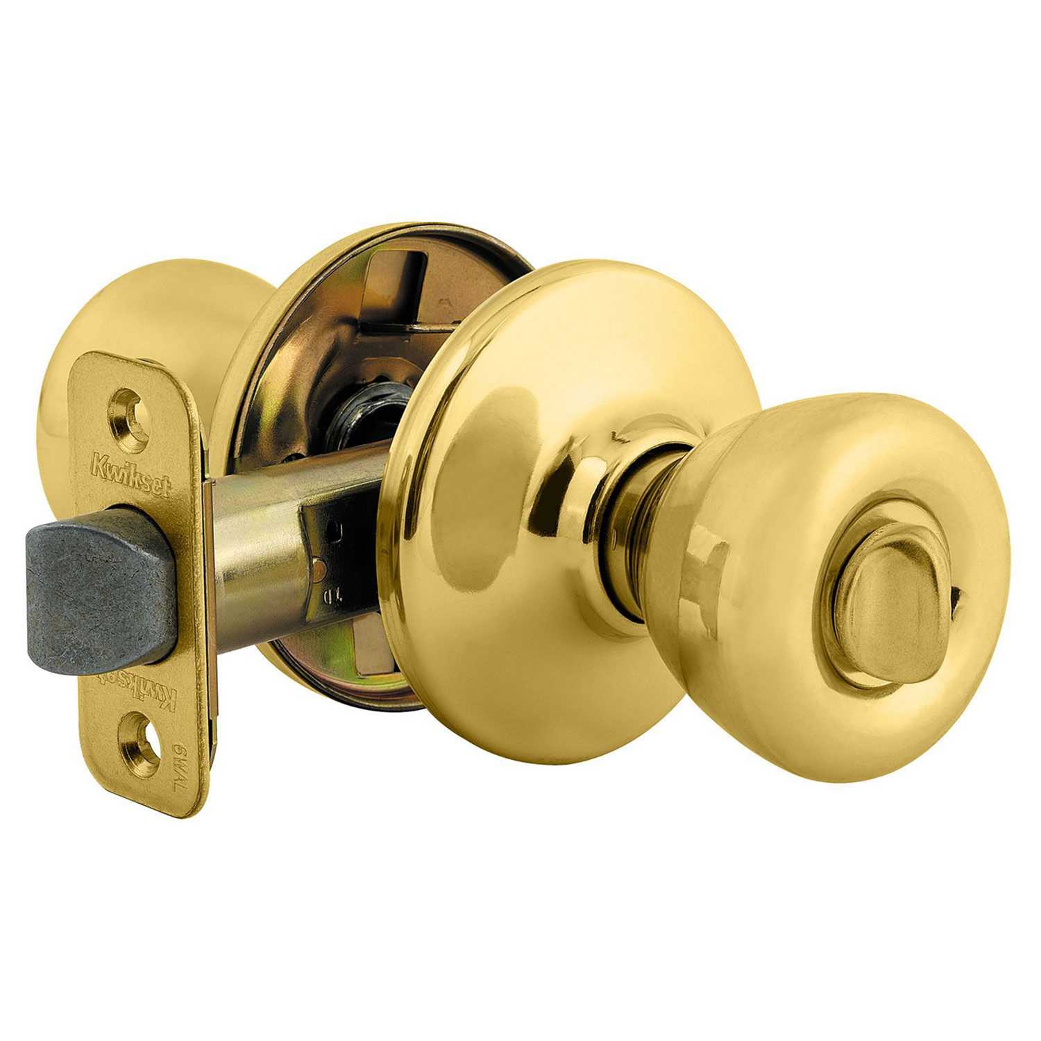 Kwikset Tylo Polished Brass Privacy Lockset ANSI/BHMA Grade 3 13/4 in