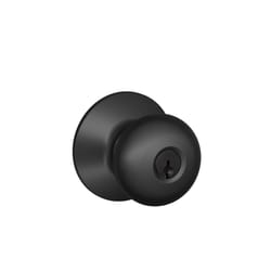 Schlage Plymouth Matte Black Entry Knobs Key: K4 1-3/4 in.
