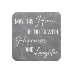Pavilion Stones with Stories Gray Cement/Stone 7.75 in. H X 7.75 in. L X 0.75 in. W Happiness & Laug