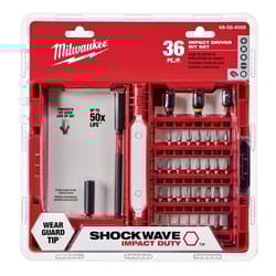 Milwaukee Shockwave Assorted Screwdriver Bit Set Steel 36 pc