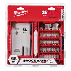 Milwaukee Shockwave Assorted Screwdriver Bit Set Steel 36 pc
