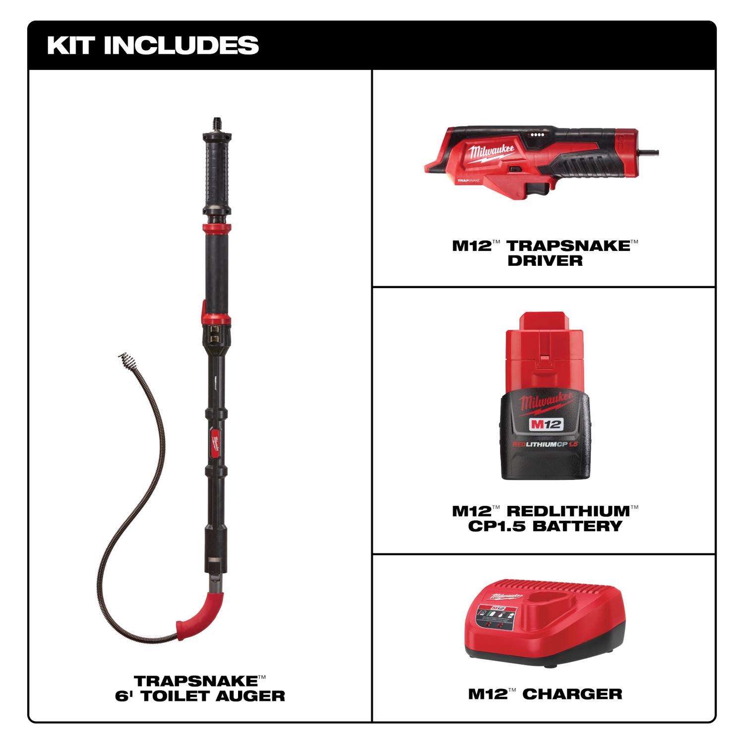 Milwaukee M12 Trapsnake 6 ft. L Toilet Auger - Ace Hardware