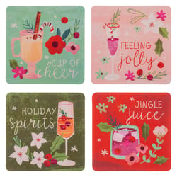 Karma Multicolored Paper Cocktails Coaster Set 8 pk