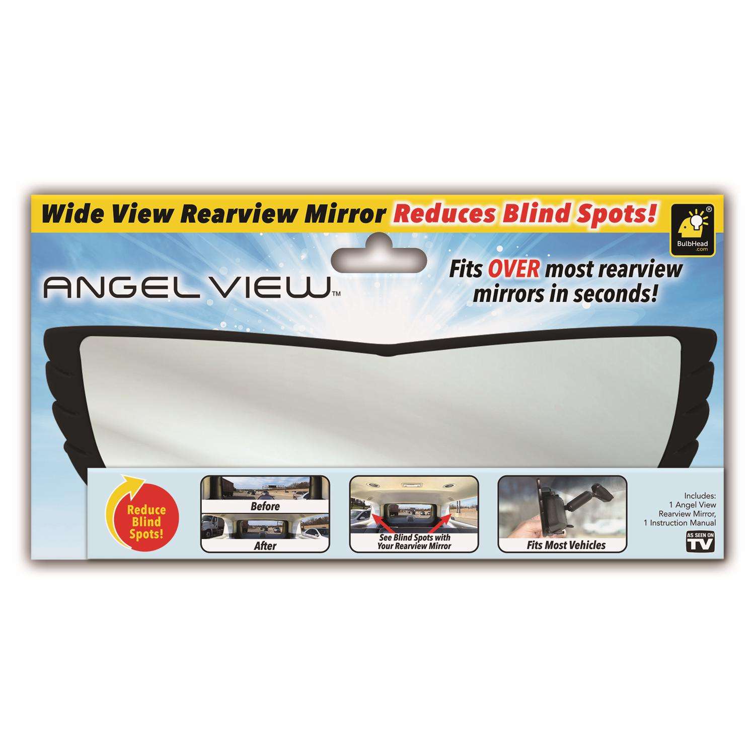 Angel View 2 Pack As-seen-on-tv Wide-Angle Rearview Mirror Reduces Blind Spots, Black 16589