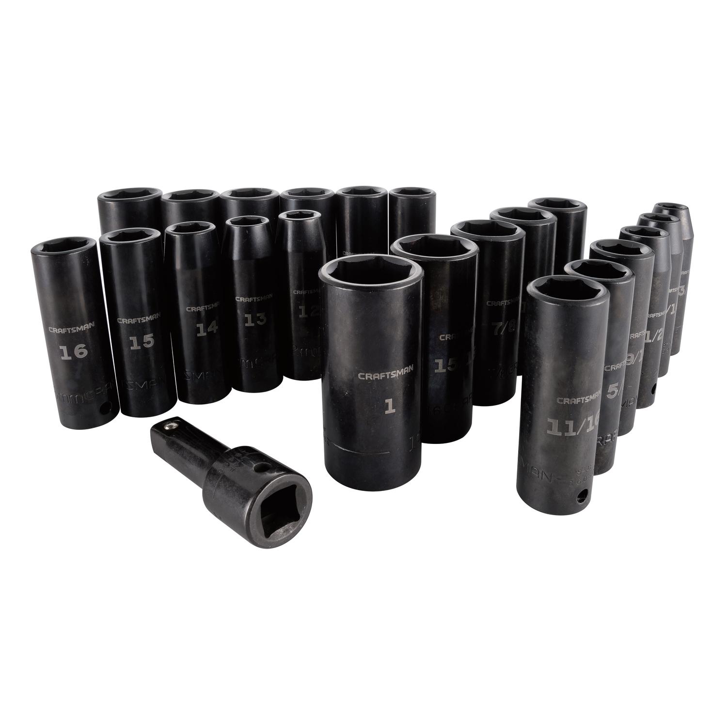 Craftsman 1/2 in. drive Metric and SAE 6 Point Deep Impact Socket Set 23 pc Uae Electronic uaeelectronic.com