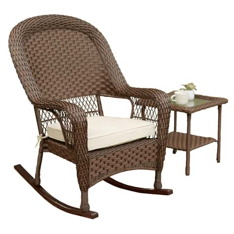 Living Accents Prescott Brown Steel Frame Rocking Chair Beige