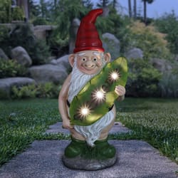 Exhart WindyWing Multicolored Resin 14.5 in. H Good Time Naked Nolan Gnome Welcome Leaf Statue