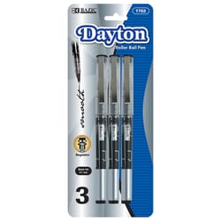 Bazic Products Dayton Black Rollerball Pen 3 pk