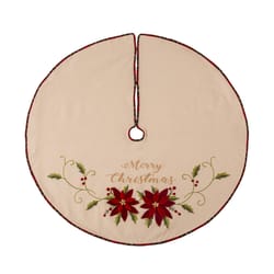 Glitzhome Multicolored Christmas Poinsettia Tree Skirt 0.39 in.