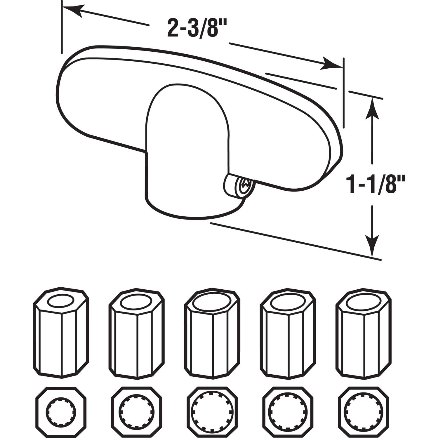 Prime-Line 2.4 in. L Painted Bronze Zinc Universal Casement Tee Handles 2 pk Prime-Line 2.4 in. L Painted Bronze Zinc Universal Casement Tee Handles 2 pk