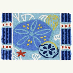 Jellybean 20 in. W X 30 in. L Multi-color Teal Sand Dollars Polyester Accent Rug