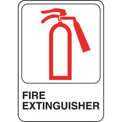 Hillman English White Fire Extinguisher Sign 5 in. H X 7 in. W