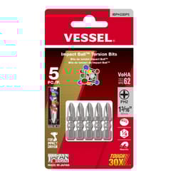 Vessel Impact Ball Phillips #2 X 1-3/16 in. L Torsion Bit Set Alloy Steel 5 pc