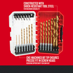 Milwaukee Shockwave Titanium Red Helix Drill Bit Set Hex Shank 23 pc - Ace  Hardware