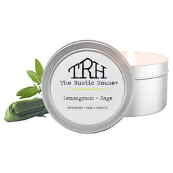 The Rustic House Silver Lemongrass/Sage Scent Travel Candle 4 oz