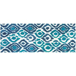 Simple Spaces 21 in. W X 54 in. L Blue/Green Ikat Polyester Accent Rug