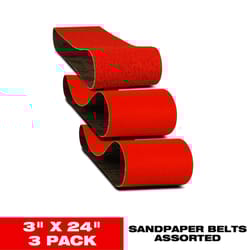 Diablo 24 in. L X 3 in. W Zirconium Abrasive Sanding Belt Assorted Grit Assorted 3 pk