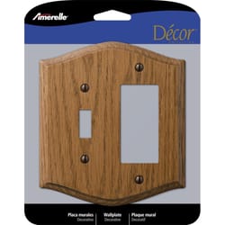 Amerelle Country Medium Brown 2 gang Oak Wood Decorator/Toggle Wall Plate 1 pk