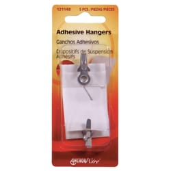 HILLMAN Steel-Plated Clear Adhesive Hangers 1-1/2 lb 5 pk