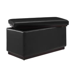 Linon Home Decor Stella Black Faux Leather Modern Ottoman 1 pk