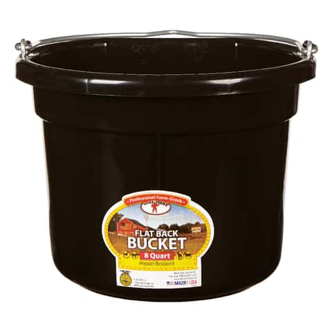 Black Plastic Buckets with Handles, 9-qt.