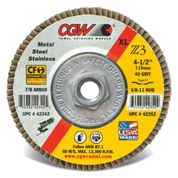 CGW 4-1/2 in. D X 5/8-11 in. Zirconia Flap Disc 80 Grit 1 pc