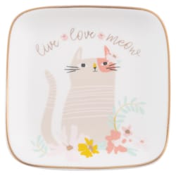 Karma 3 in. W X 3 in. L Multicolored Ceramic Flora Square Cat Trinket Tray