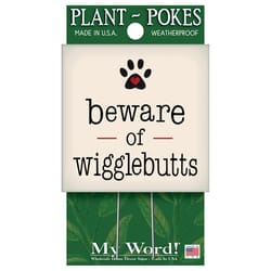 My Word! Multicolored Wood 4 in. H Beware of Wigglebutts Plant Pokes