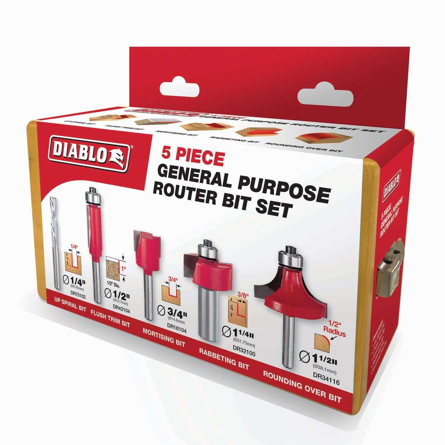 Diablo Carbide Tipped General Purpose Router Bit Set 5 pc. Ace Hardware
