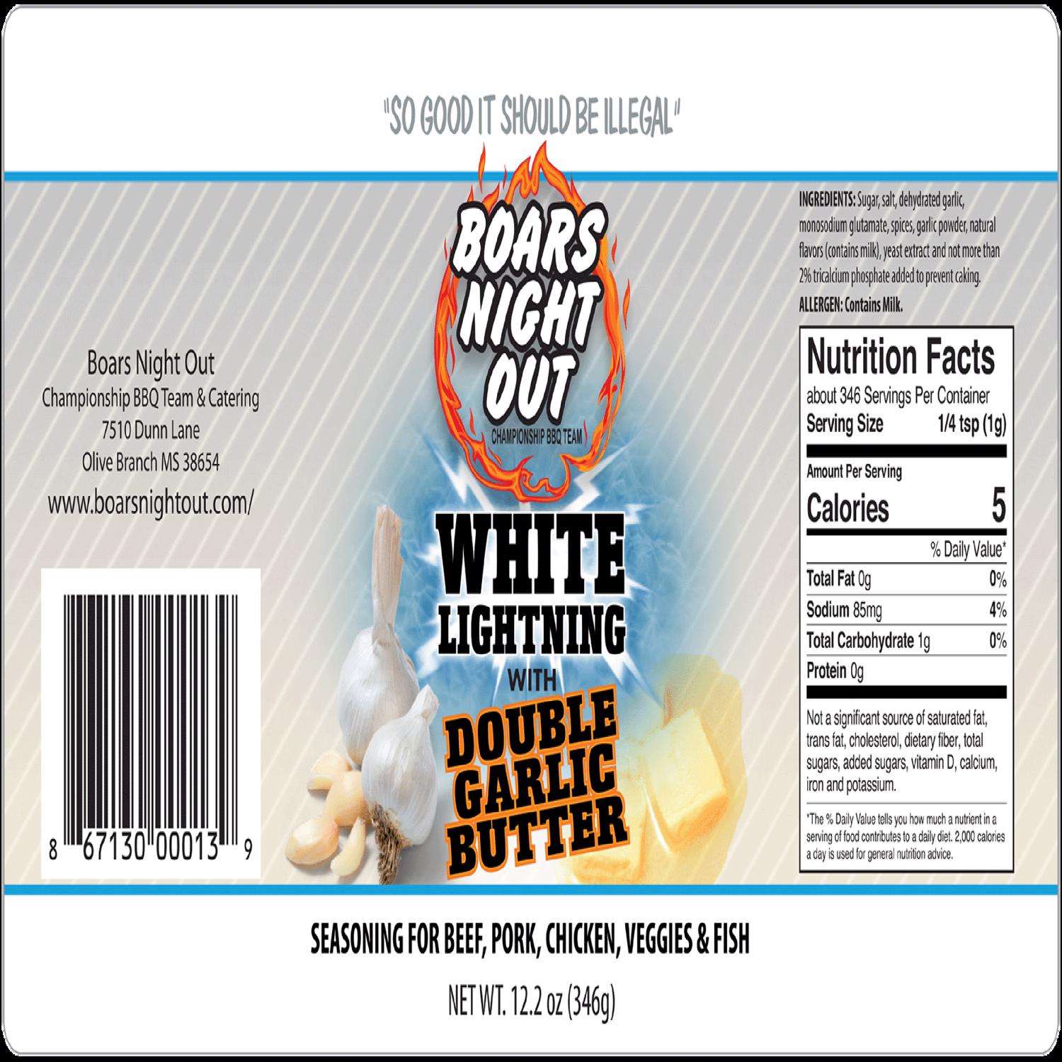 Boars Night Out White Lightning Double Garlic Butter - 12.2 oz