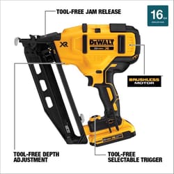 DeWalt 20V MAX XR 16 Ga. Cordless 20 deg Angled Finish Nailer Kit (Battery & Charger) 20 V