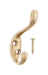 Ace 3 in. L Bright Brass Gold Brass Medium Garment Hook 1 pk