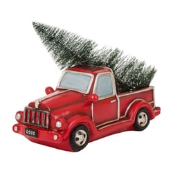 Glitzhome Green/Red Truck with Lighted Tree Table Decor 5.91 in.