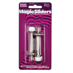 Magic Sliders 3 in. W Metal Satin Nickel Silver Screw-In Door Stop Mounts into Base Trim