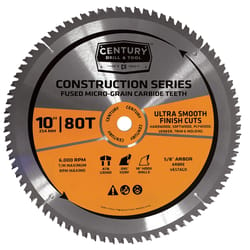 Century Drill & Tool 10 in. D X 5/8 in. Carbide Tipped Construction Saw Blade 80 teeth 1 pc