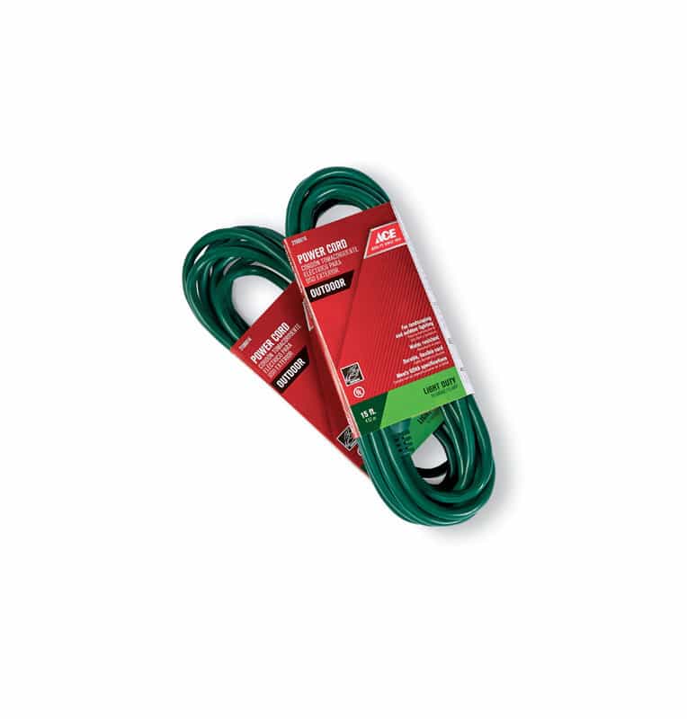 Ace Indoor and Outdoor 15 ft. L Green Extension Cord Combo Set 16/3