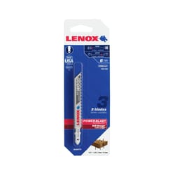 Lenox 4 in. Bi-Metal T-Shank Nail-Embedded Wood Jig Saw Blade 6 TPI 3 pk