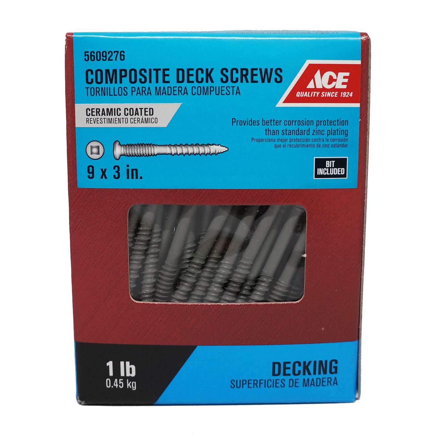 Ace No. 9 x 3 in. L Square Pan Head Ceramic Coated Composite Deck