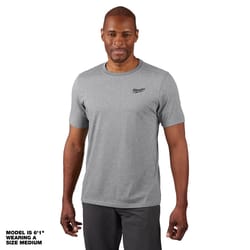 Milwaukee XXL Short Sleeve Men's Crew Neck Gray Hybrid Work Tee Shirt
