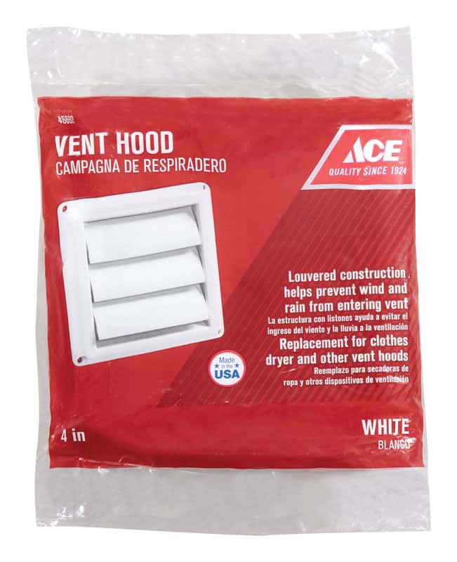 Ace 4 in. W X 4 in. L White Plastic Replacement Vent Hood Ace Hardware
