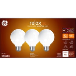 GE Relax G25 E26 (Medium) LED Bulb Soft White 40 Watt Equivalence 3 pk