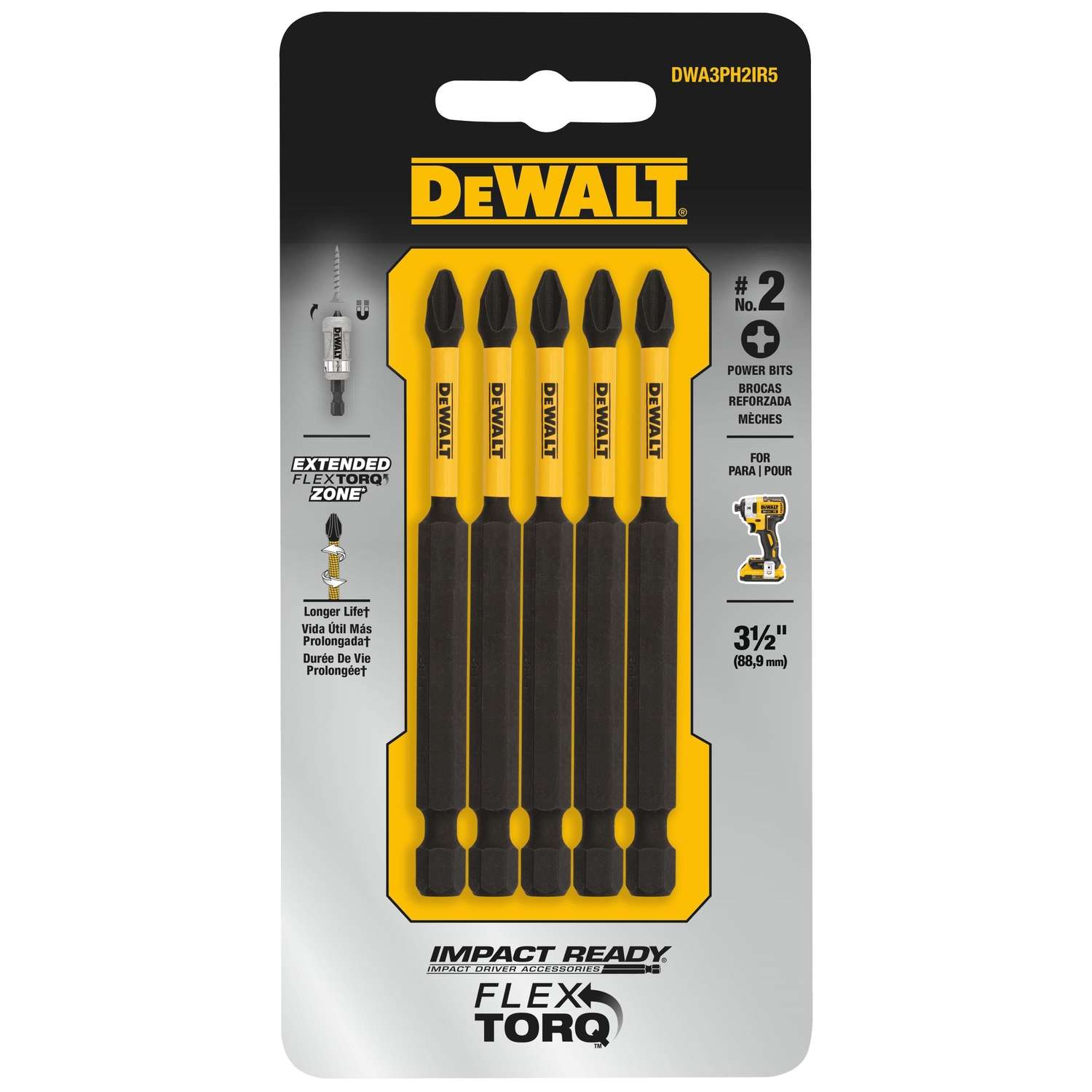 DeWalt Impact Ready Phillips 2 in. S X 31/2 in. L Screwdriver Bit 5 pc Ace Hardware